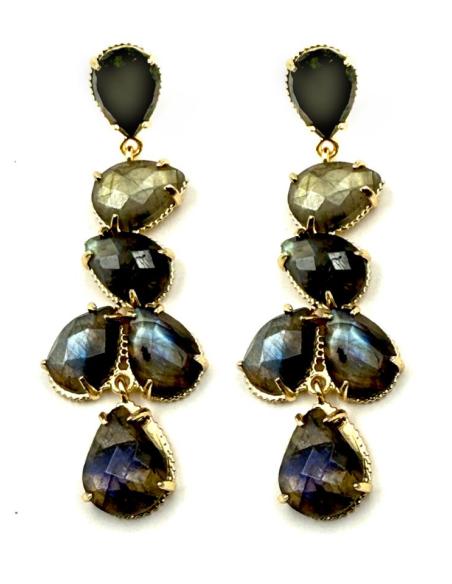 PENDIENTES DE PIEDRAS SEMIPRECIOSAS VERDE OLIVA | INVITADA BODA