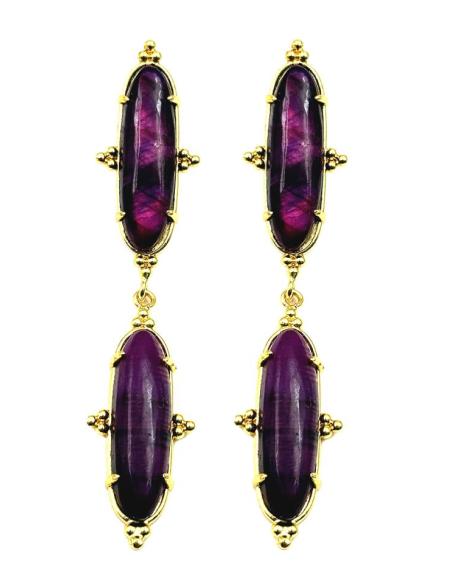 PENDIENTES DE INVITADA LARGOS EN MORADO CARDENAL | BODA Y EVENTO