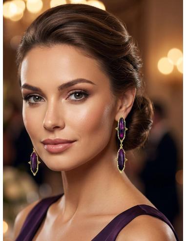 PENDIENTES DE INVITADA LARGOS EN MORADO CARDENAL | BODA Y EVENTO