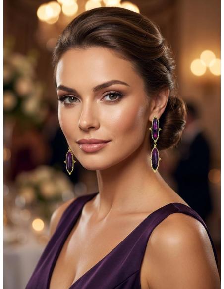 PENDIENTES DE INVITADA LARGOS EN MORADO CARDENAL | BODA Y EVENTO