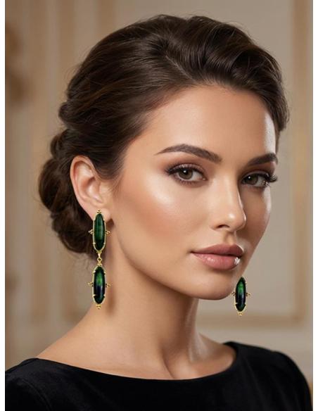 PENDIENTES DE INVITADA LARGOS EN VERDE ESMERALDA | BODA Y EVENTO