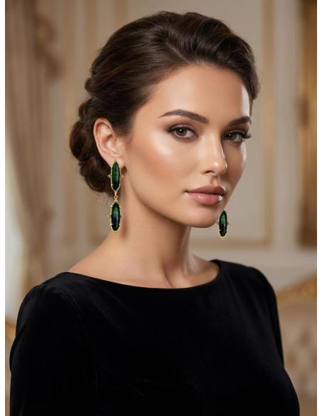PENDIENTES DE INVITADA LARGOS EN VERDE ESMERALDA | BODA Y EVENTO
