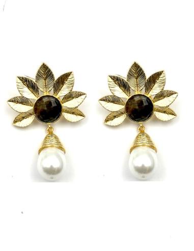 PENDIENTES PARA BODAS VERDE OLIVA CON PERLA | INVITADA Y MADRINA