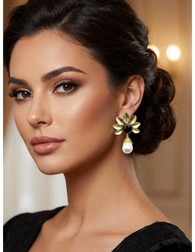 PENDIENTES PARA BODAS VERDE OLIVA CON PERLA | INVITADA Y MADRINA