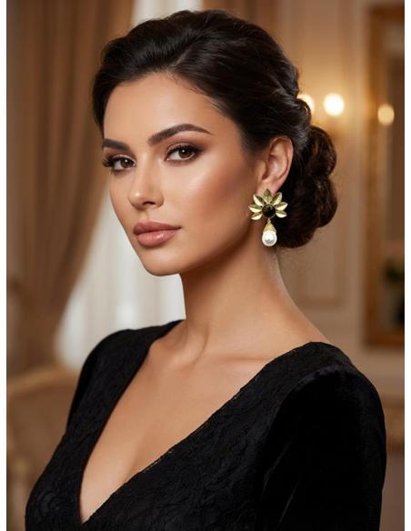 PENDIENTES PARA BODAS VERDE OLIVA CON PERLA | INVITADA Y MADRINA