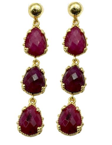 PENDIENTES DE PIEDRA SEMIPRECIOSA BUGAMBILIA | INVITADA BODAS