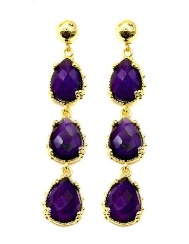 PENDIENTES DE PIEDRA SEMIPRECIOSA MORADA | INVITADA BODAS