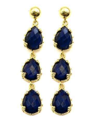 PENDIENTES DE PIEDRA SEMIPRECIOSA AZUL MARINO | INVITADA BODAS