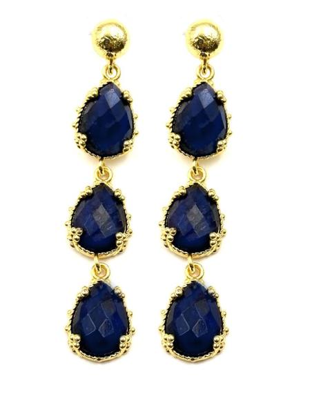 PENDIENTES DE PIEDRA SEMIPRECIOSA AZUL MARINO | INVITADA BODAS