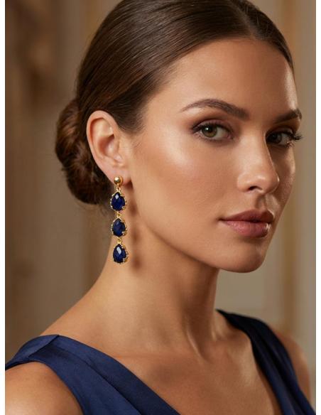 PENDIENTES DE PIEDRA SEMIPRECIOSA AZUL MARINO | INVITADA BODAS