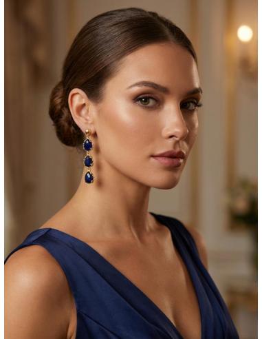 PENDIENTES DE PIEDRA SEMIPRECIOSA AZUL MARINO | INVITADA BODAS