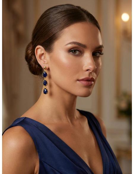 PENDIENTES DE PIEDRA SEMIPRECIOSA AZUL MARINO | INVITADA BODAS