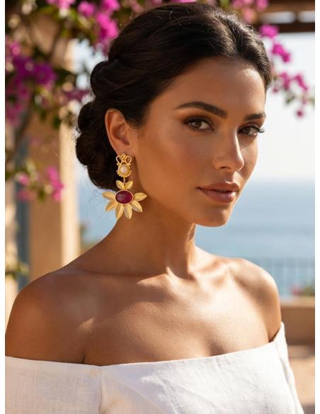 FABULOSOS PENDIENTES LARGOS BUGAMBILIAS Y DORADOS | BODA DE NOCHE
