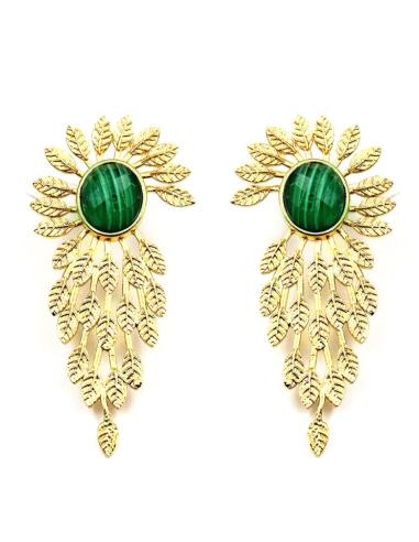 PENDIENTES BODA LARGOS DORADOS CON VERDE MALAQUITA | INVITADAS