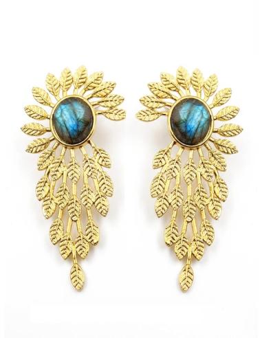 PENDIENTES LARGOS DORADOS PARA BODAS Y VERDE OLIVA | INVITADAS