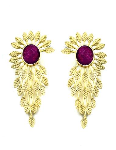 PENDIENTES BODA LARGOS DORADOS CON RUBI VINO | INVITADAS