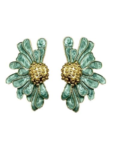 PENDIENTES VERDES FLOR ELEGANTE IDEAL BODAS | INVITADA Y MADRINA