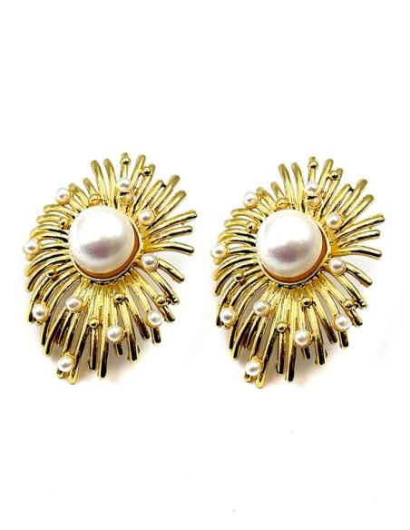 PENDIENTES CON PERLAS ELEGANTE DISEÑO CORTO | INVITADAS BODAS
