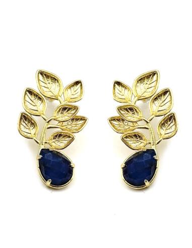PENDIENTES DORADOS CON PIEDRA LAPISLAZULI AZUL | INVITADA Y MADRINA
