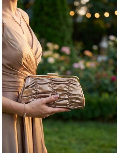 BOLSOS DE FIESTA ORO ROSA CON BOQUILLA VINTAGE | BOLSOS INVITADA