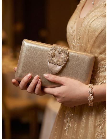 BOLSOS BODAS ORO ROSA CON CIERRE JOYA SOFISTICADO | INVITADA MADRINA
