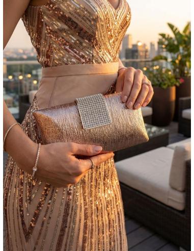 BOLSOS ORO ROSA CIERRE SOLAPA BRILLO ELEGANTE | INVITADA MADRINA BODA