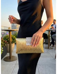 BOLSOS DORADOS CIERRE SOLAPA BRILLO ELEGANTE | INVITADA MADRINA BODA 2