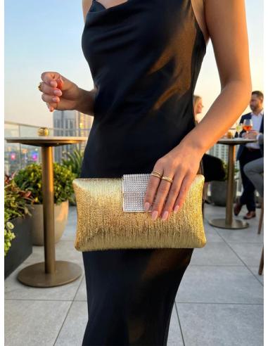 BOLSOS DORADOS CIERRE SOLAPA BRILLO ELEGANTE | INVITADA MADRINA BODA