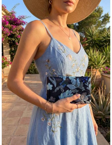 BOLSOS FIESTA AZULES MARINO CON LENTEJUELAS | CLUTCH INVITADA BODAS