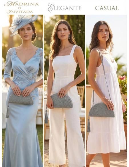 BOLSOS DE ABANICO GRISES PLATEADOS | INVITADAS Y MADRINAS DE BODAS
