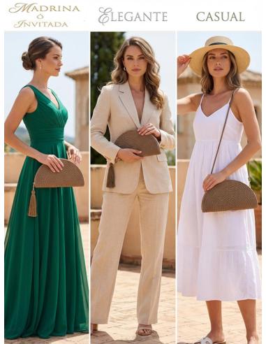 BOLSOS DE ABANICO DORADOS OCRE | INVITADAS Y MADRINAS DE BODAS
