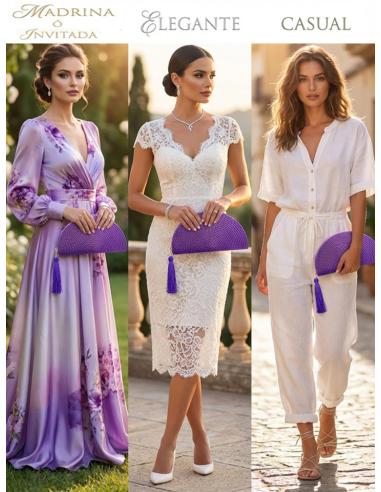 BOLSOS DE ABANICO MORADOS | INVITADAS Y MADRINAS DE BODAS