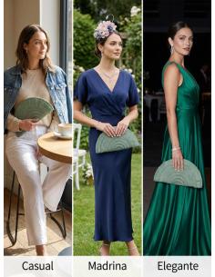 BOLSOS AZUL AGUA DE ABANICO ESTILO RAFIA | BODAS PRIMAVERA VERANO 2