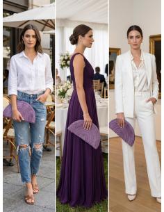 BOLSOS LILAS DE ABANICO ESTILO RAFIA | BODAS PRIMAVERA VERANO 2