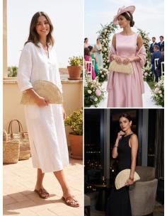 BOLSOS BEIGE NATURAL DE ABANICO ESTILO RAFIA | BODAS PRIMAVERA VERANO 2