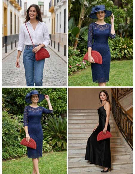 BOLSOS ROJOS DE ABANICO ESTILO RAFIA | BODAS PRIMAVERA VERANO