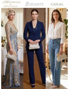 BOLSO BEIGE Y AZUL CLARO YUTE CON MADERA | ACCESORIO INVITADA BODAS 2