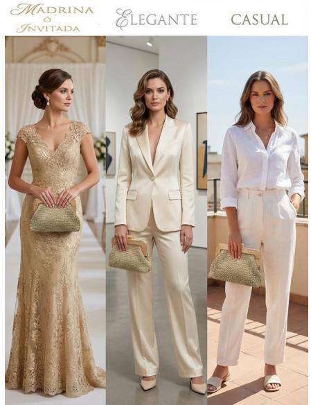 BOLSOS BEIGE Y DORADO OCRE ESTILO RAFIA PARA BODAS | MODA VERANO
