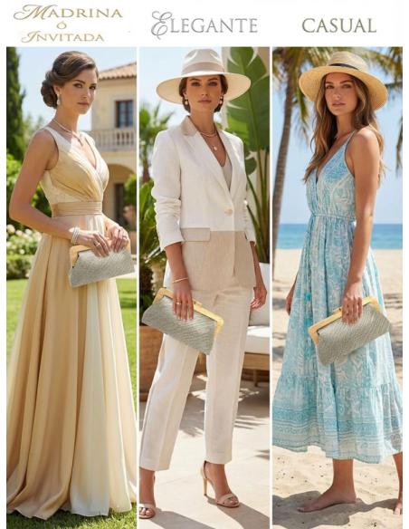 BOLSOS PLATEADOS Y BEIGE NATURAL GRAN CAPACIDAD | BODA VERANO