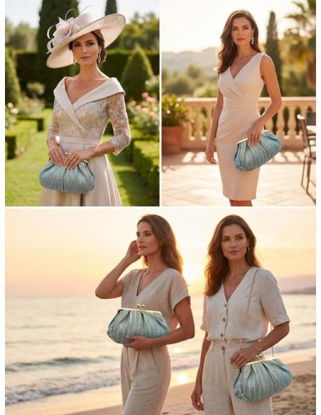 BOLSOS RAFIA AZULES CLARO PARA INVITADAS DE BODAS | ACCESORIOS VERANO