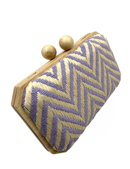 CLUTCH RAFIA MORADO Y BEIGE PARA BODAS DE VERANO | BOLSOS INVITADA