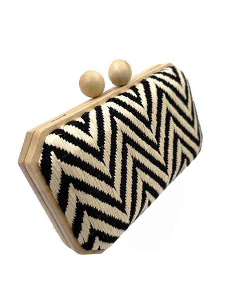 CLUTCH RAFIA NEGRO Y BEIGE PARA BODAS Y VERANO | BOLSOS INVITADA