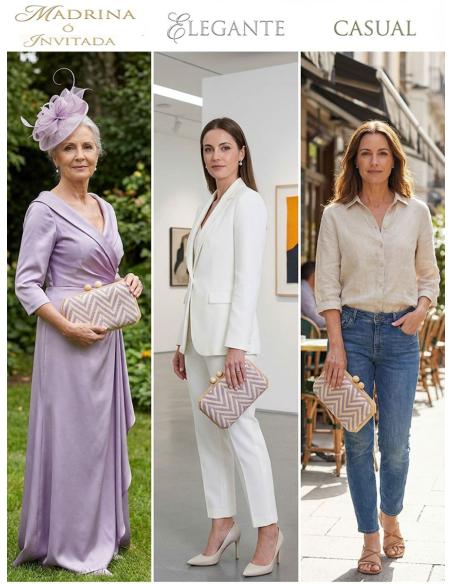 CLUTCH RAFIA MORADO Y BEIGE PARA BODAS DE VERANO | BOLSOS INVITADA