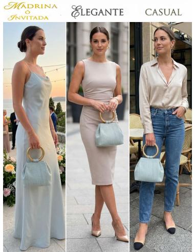 BOLSOS DE MANO VERDES CON ASA RIGIDA | INVITADAS BODA