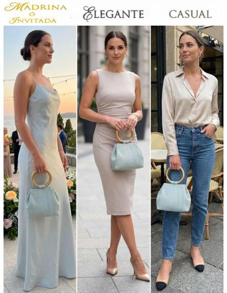 BOLSOS DE MANO VERDES CON ASA RIGIDA | INVITADAS BODA
