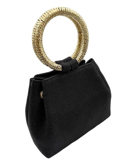 BOLSOS DE MANO NEGROS CON ASA RIGIDA | INVITADAS BODA