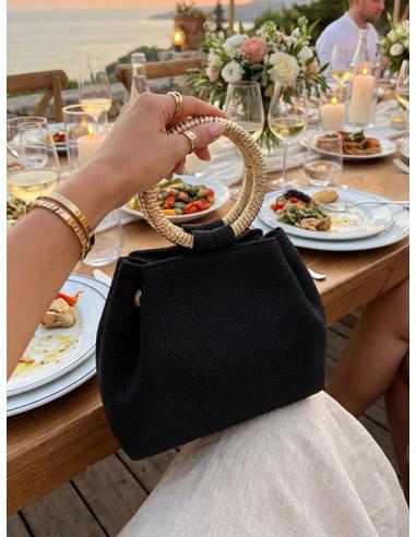 BOLSOS DE MANO NEGROS CON ASA RIGIDA | INVITADAS BODA