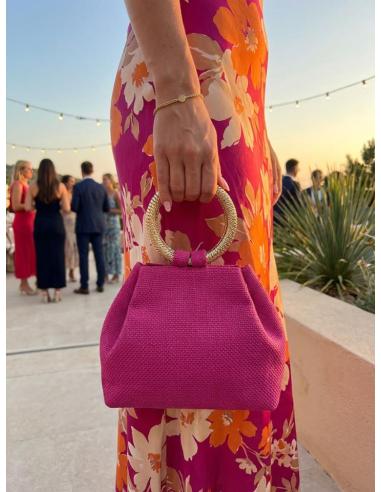 BOLSOS DE MANO FUCSIA CEREZA CON ASA RIGIDA | INVITADAS BODA