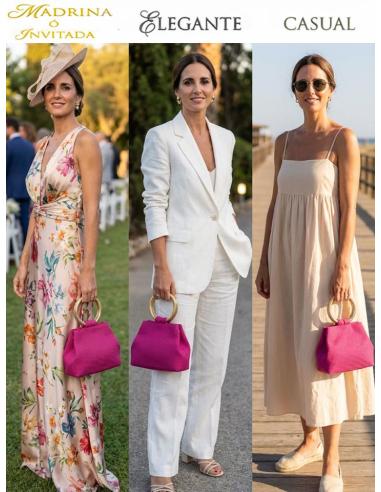 BOLSOS DE MANO FUCSIA CEREZA CON ASA RIGIDA | INVITADAS BODA