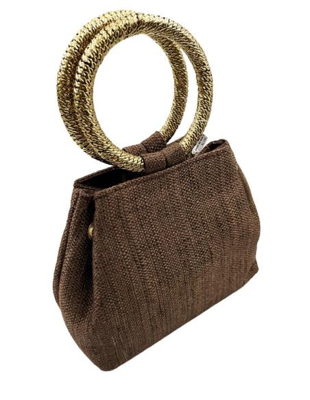 BOLSOS DE MANO MARRON CHOCOALTE CON ASA RIGIDA | INVITADAS BODA